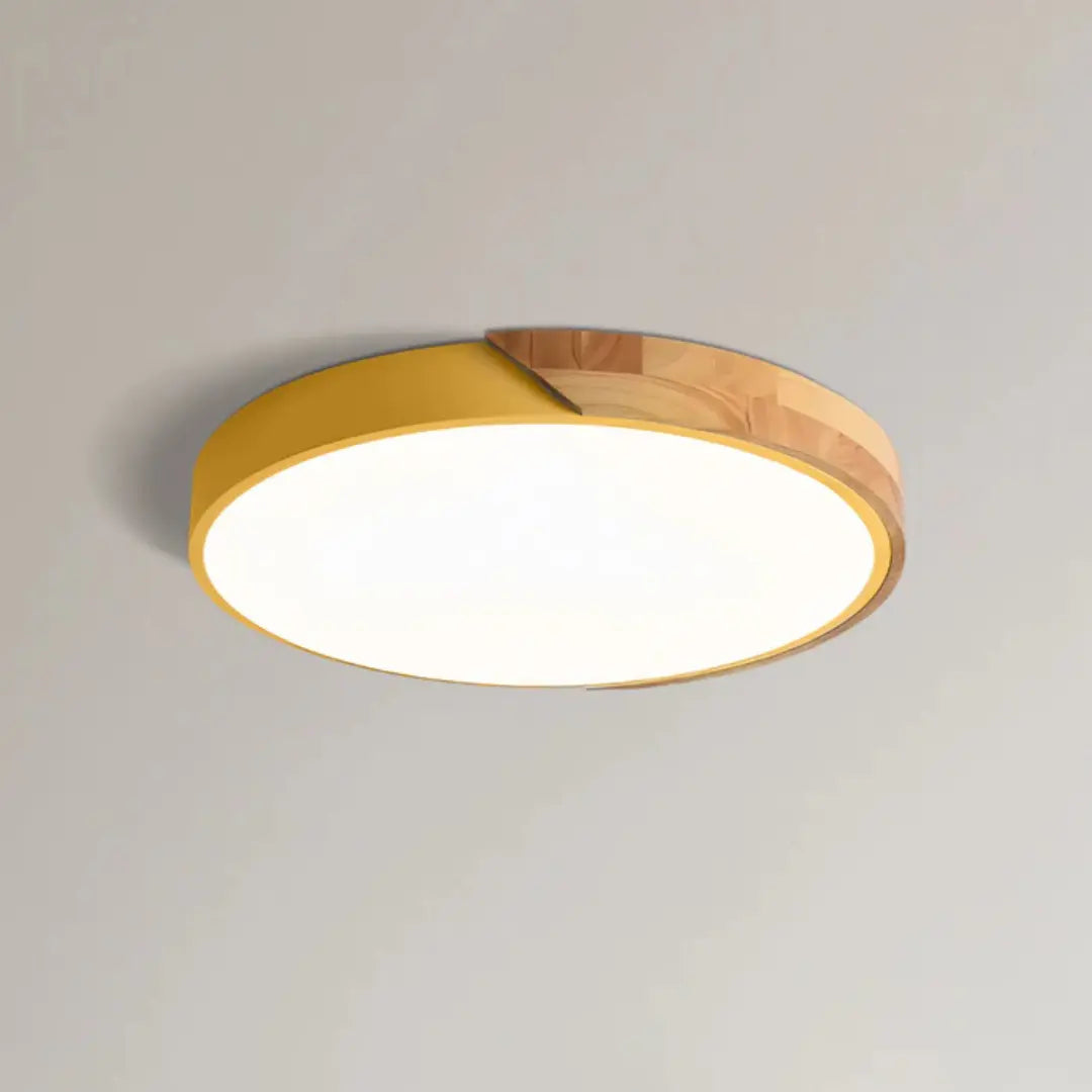 Natural Light Lamp Scandinavian Wooden LED Ceiling Flush Mount for Bedroom and Hallway