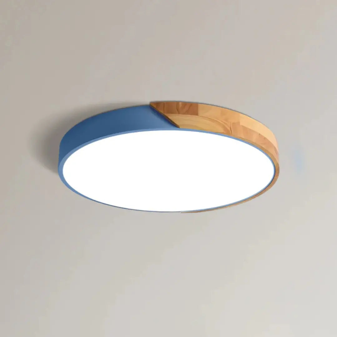 Natural Light Lamp Scandinavian Wooden LED Ceiling Flush Mount for Bedroom and Hallway