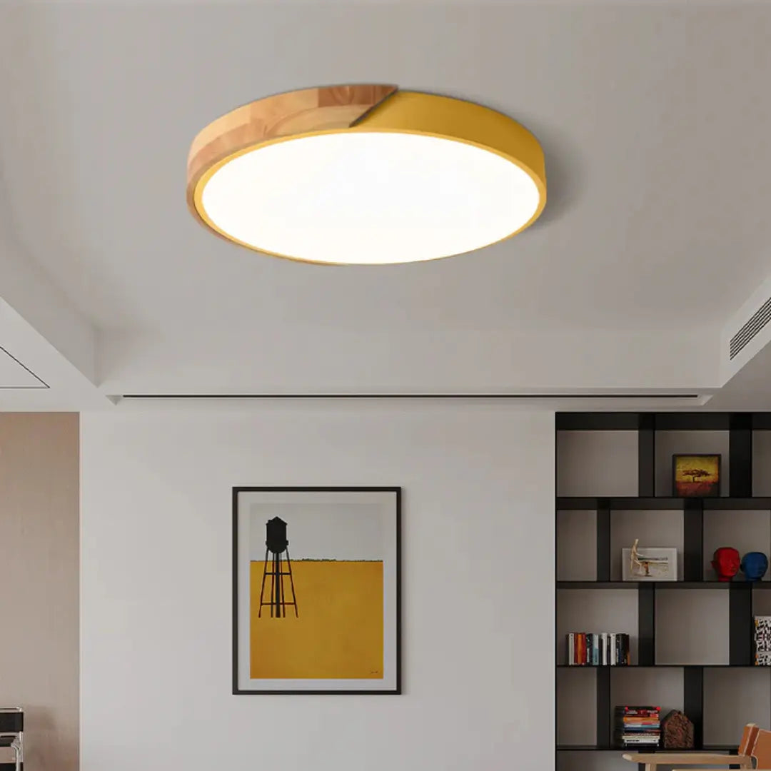 Natural Light Lamp Scandinavian Wooden LED Ceiling Flush Mount for Bedroom and Hallway