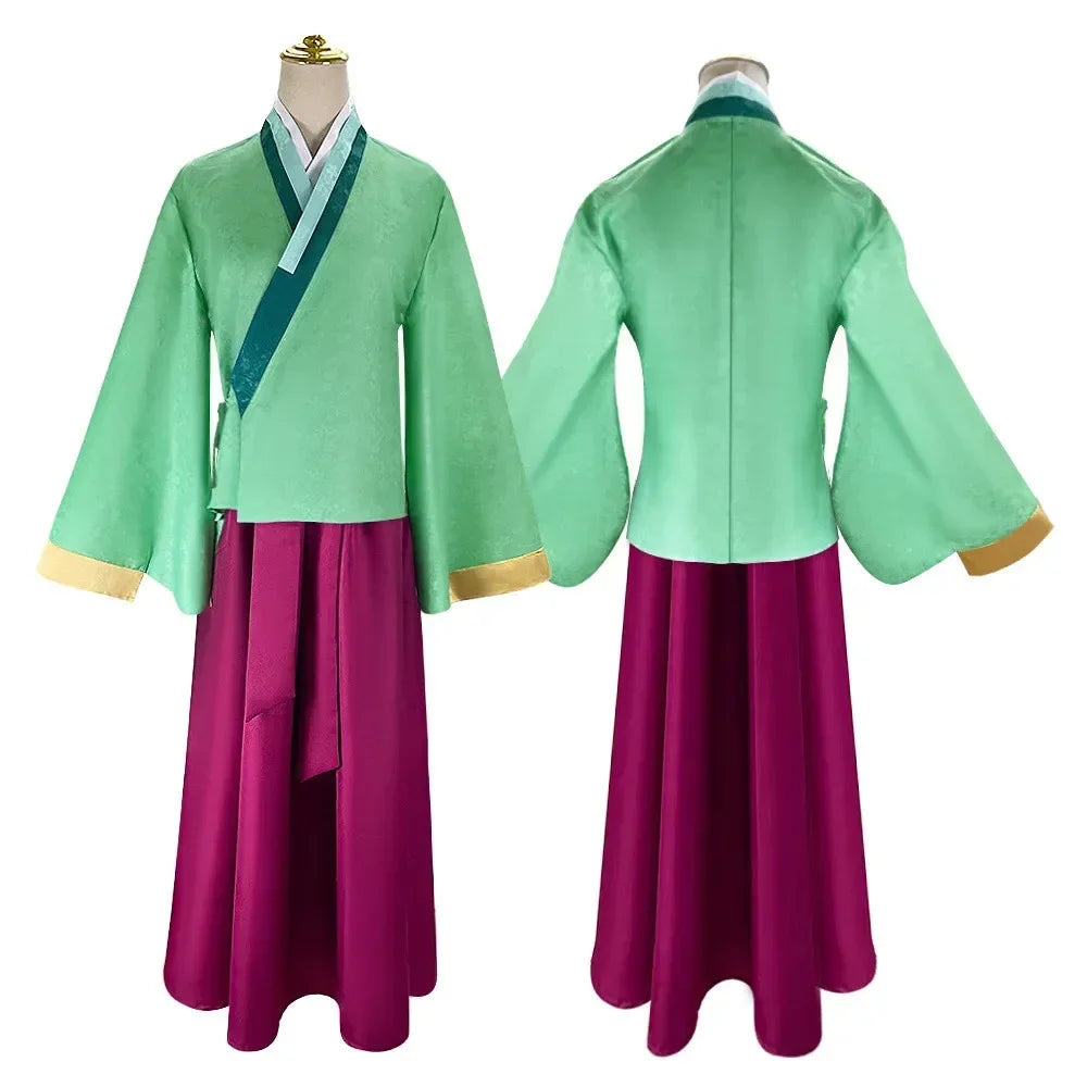 Anime Costumes Hanfu Cosplay Dress Set with Wrap Front Top Long Skirt Sash and Wig