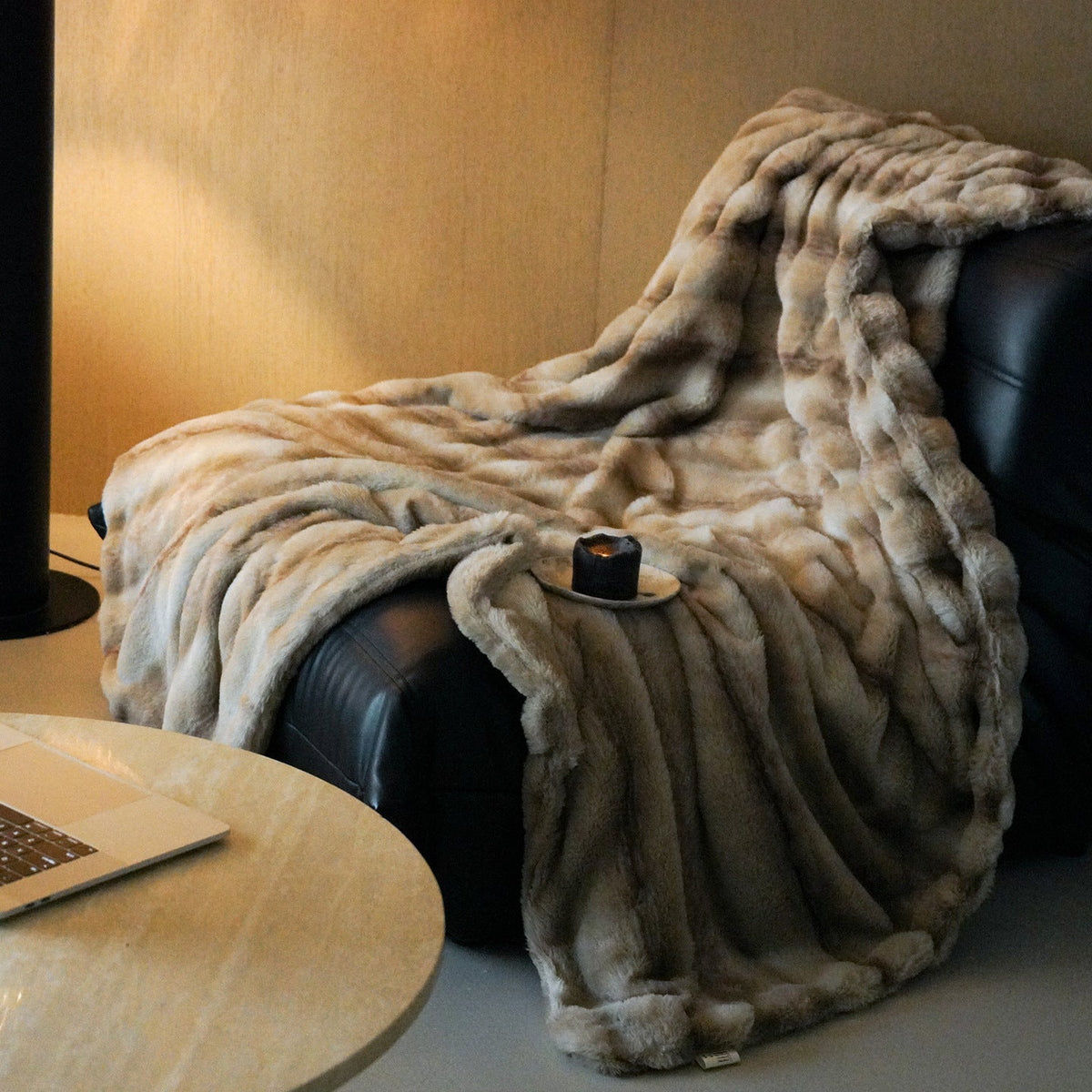 Large Sofa Throws Plush Fleece Blanket for Living Room in Four Neutral Shades