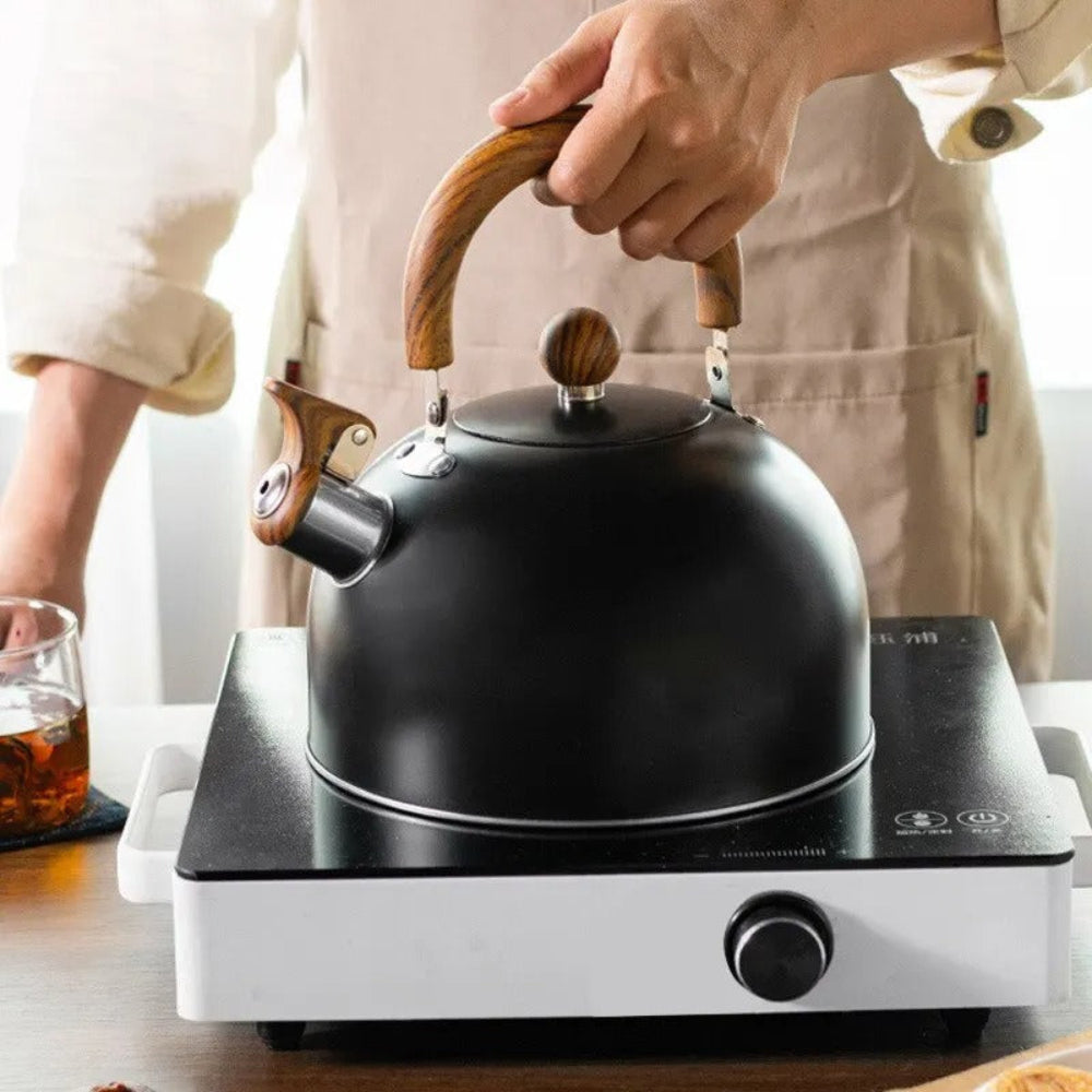 Whistling Stove Top Kettle 3 Liter Brushed Stainless Steel with Wide Base