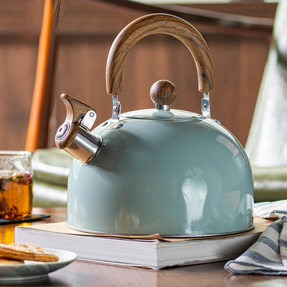 Whistling Stove Top Kettle 3 Liter Brushed Stainless Steel with Wide Base