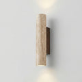 Travertine Wall Lamp Vertical Minimalist Stone Sconce with Slim Backplate for Bedside