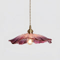 Scalloped Glass Pendant Light Vintage Ribbed Petal Shade Hanging Ceiling Lamp Warm White