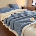 Reversible Warm Blanket Raised Leaf Pattern Fleece with Sherpa Lined Underside