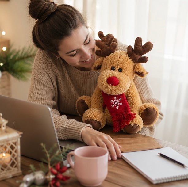 Christmas Decorations Reindeer Plush in Soft Fabric for a Child's Room