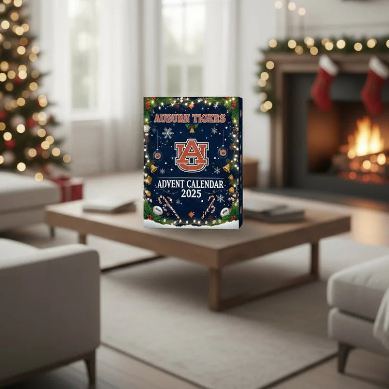 Advent Calendar with 25 Numbered Compartments Behind Festive Doors
