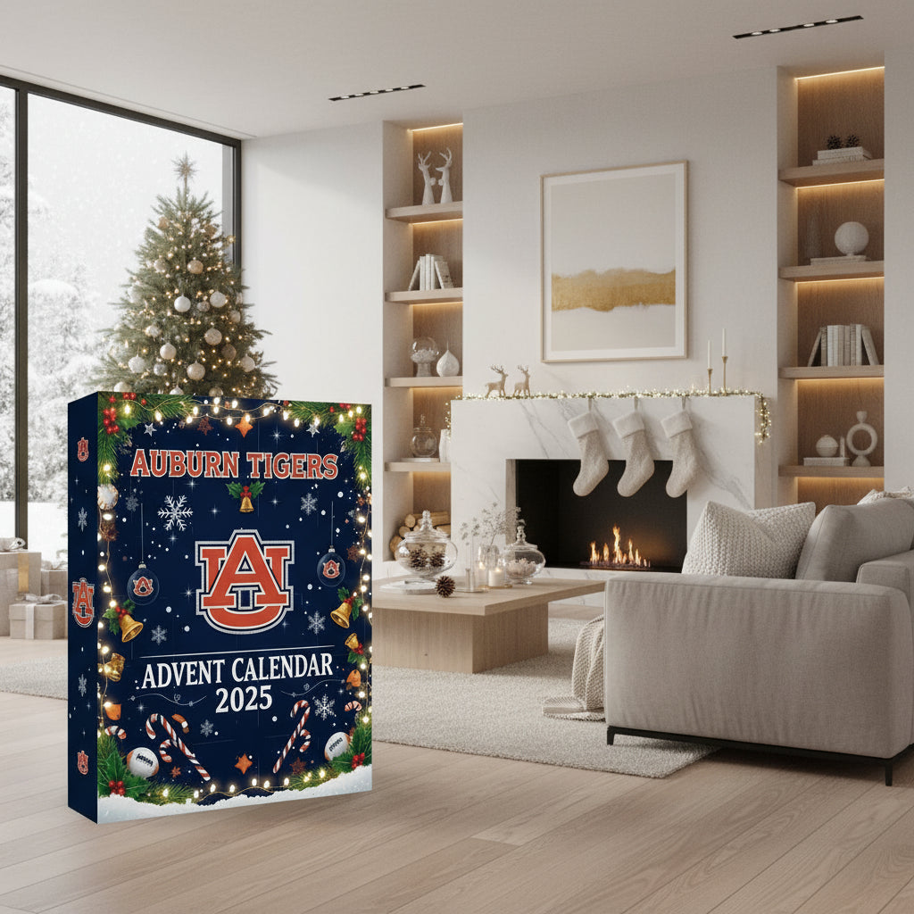 Advent Calendar with 25 Numbered Compartments Behind Festive Doors