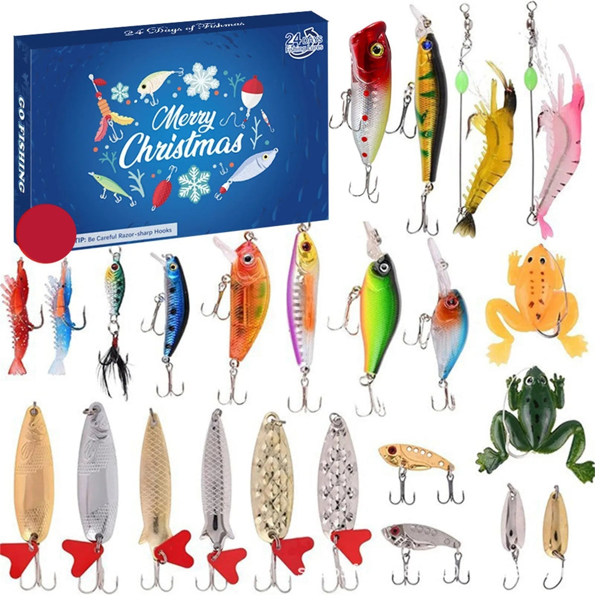 Advent Calendar Fishing with 24 Freshwater Accessories in a Waterproof Case