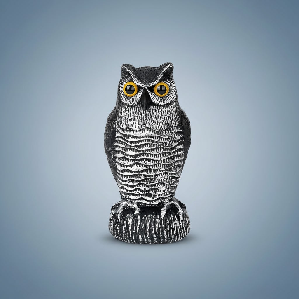 Halloween Owl Decoy Scarecrow Statue with Bird Deterrent Design for Garden Display