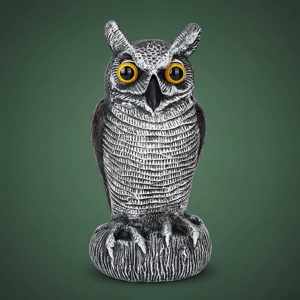 Halloween Owl Decoy Scarecrow Statue with Bird Deterrent Design for Garden Display