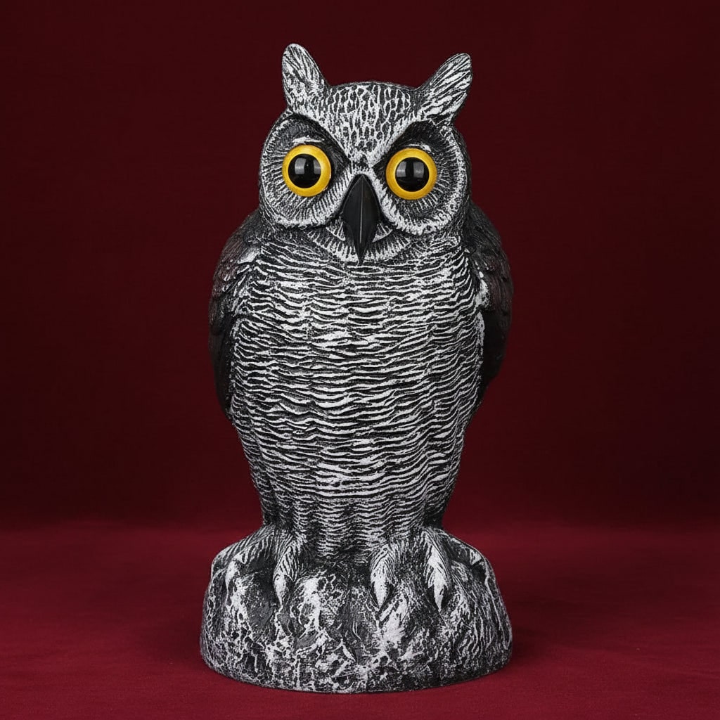 Halloween Owl Decoy Scarecrow Statue with Bird Deterrent Design for Garden Display