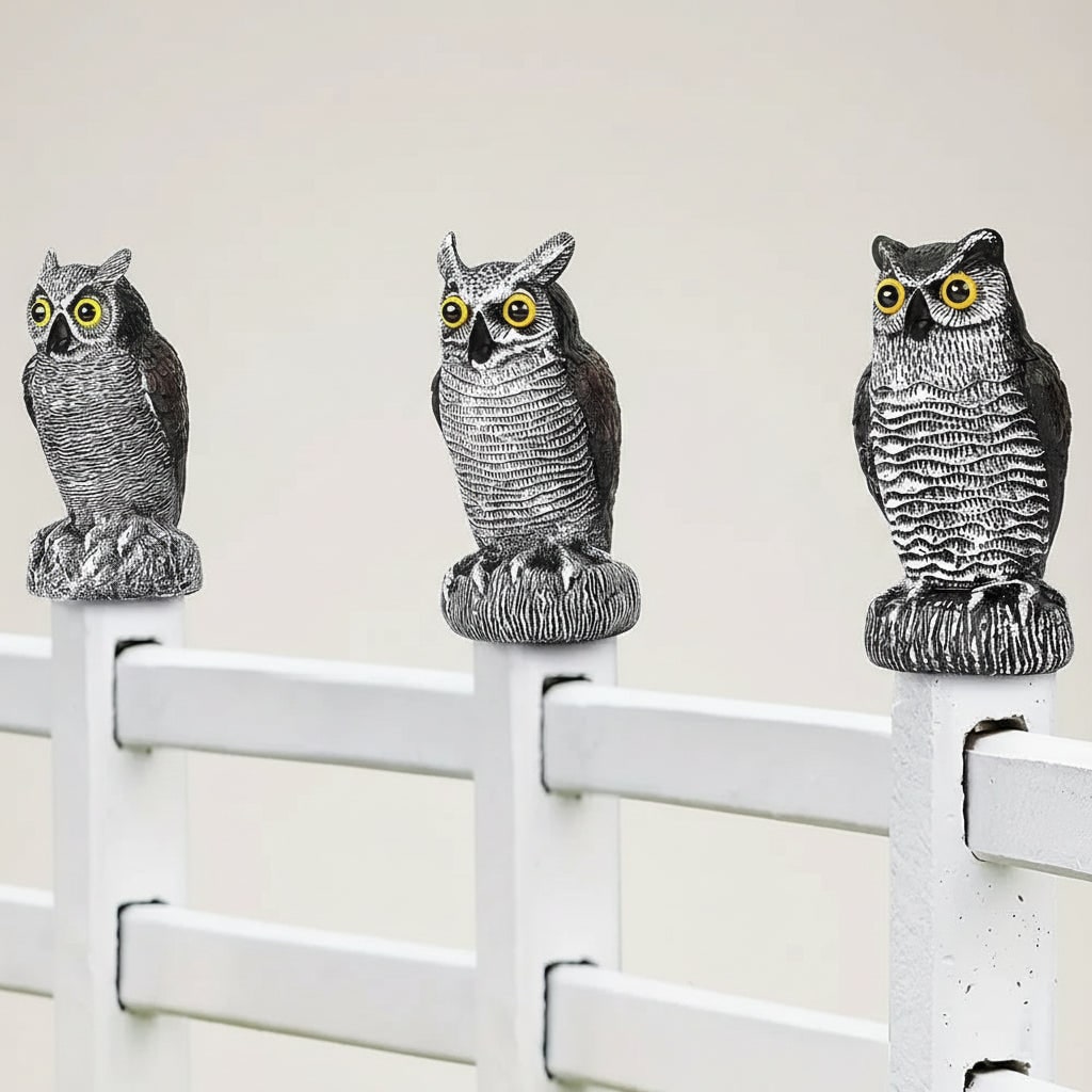 Halloween Owl Decoy Scarecrow Statue with Bird Deterrent Design for Garden Display
