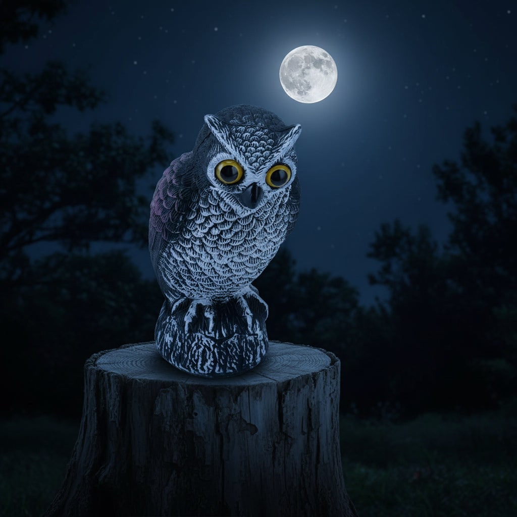 Halloween Owl Decoy Scarecrow Statue with Bird Deterrent Design for Garden Display