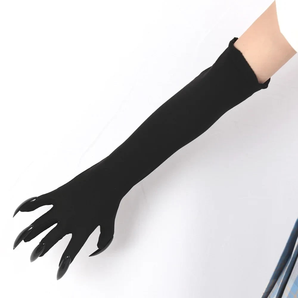 Witch Halloween Costume Gloves with Long Pointed Claws Elbow Length Stretchy Accessory