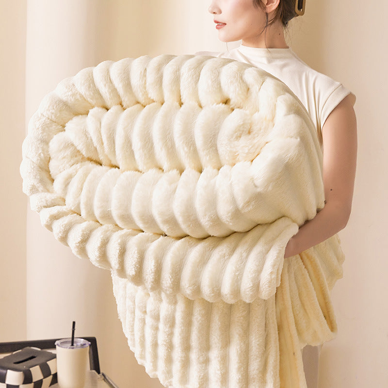 Large Throw Blanket Textured Loop Plush Cover for Sofa and Bed in Five Sizes