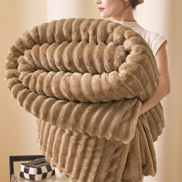 Large Throw Blanket Textured Loop Plush Cover for Sofa and Bed in Five Sizes