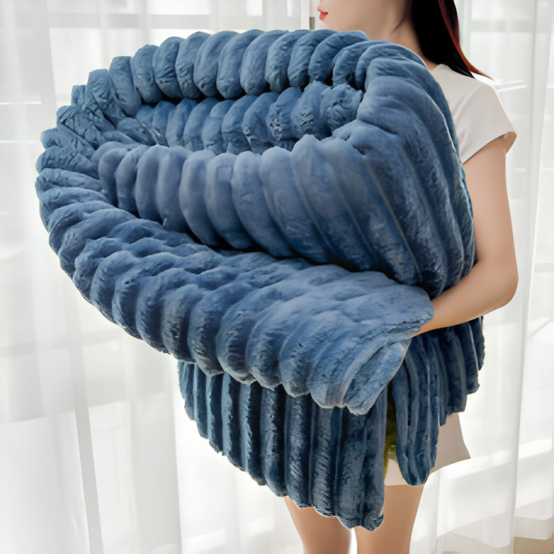 Large Throw Blanket Textured Loop Plush Cover for Sofa and Bed in Five Sizes