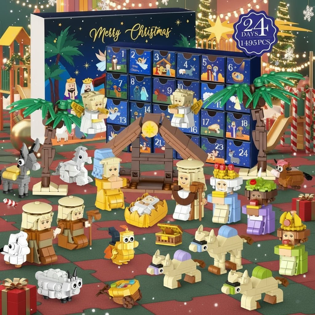 Advent Calendar Building Blocks that Form a Nativity Scene