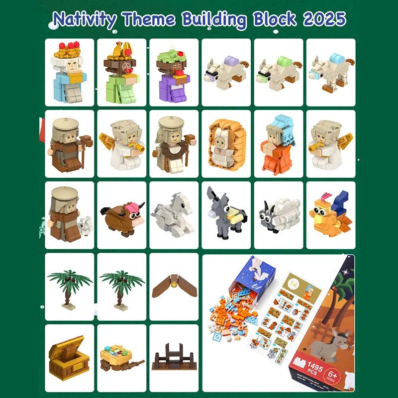 Advent Calendar Building Blocks that Form a Nativity Scene
