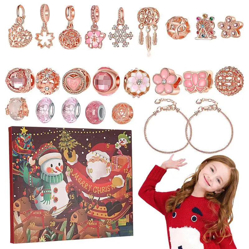 Advent Calendar Charm Bracelet Set with 22 Pieces in Seven Styles