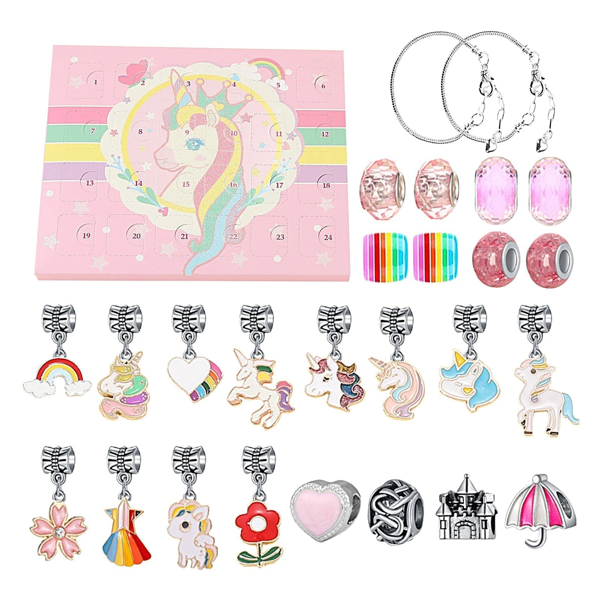 Advent Calendar Jewellery with 22 Charms and Beads to Thread