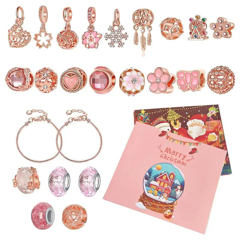 Advent Calendar Charm Bracelet Set with 22 Pieces in Seven Styles
