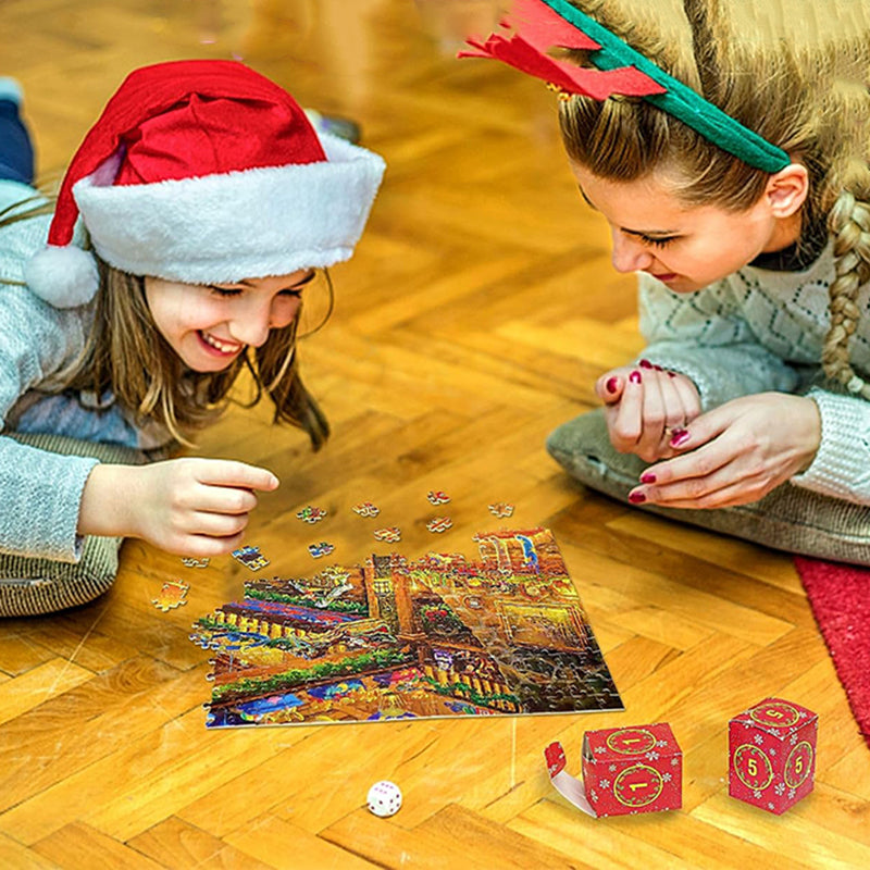 Advent Calendar Jigsaw in Daily Sections to a Finished Scene