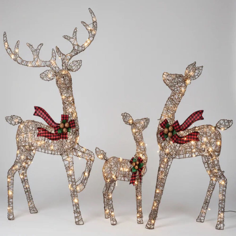 Christmas Decorations LED Reindeer Set of Three for Gardens with Stakes