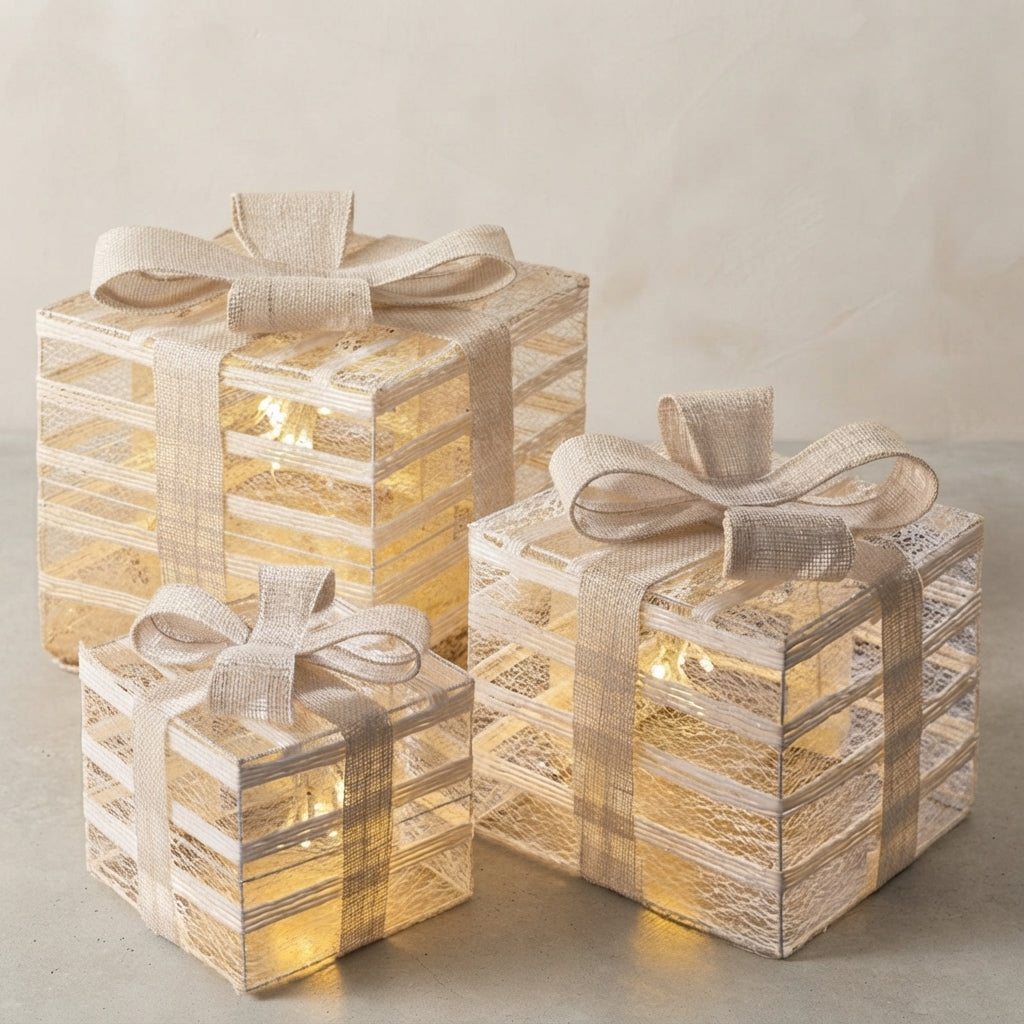 Christmas Lights Gift Box Set of 3 with 42 Warm White LEDs for Indoors