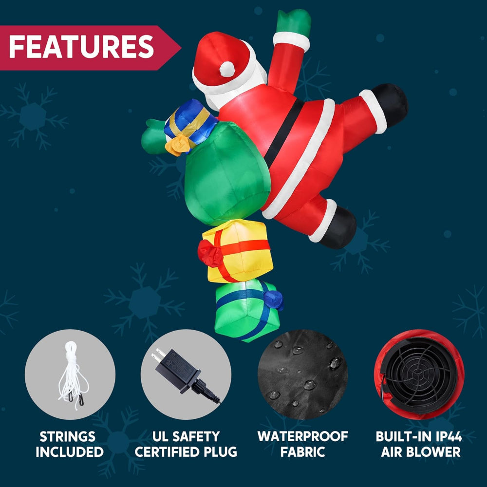 Christmas Decorations Inflatable Santa Climbing with LEDs for a Yard