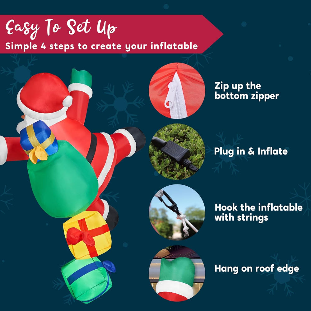 Christmas Decorations Inflatable Santa Climbing with LEDs for a Yard