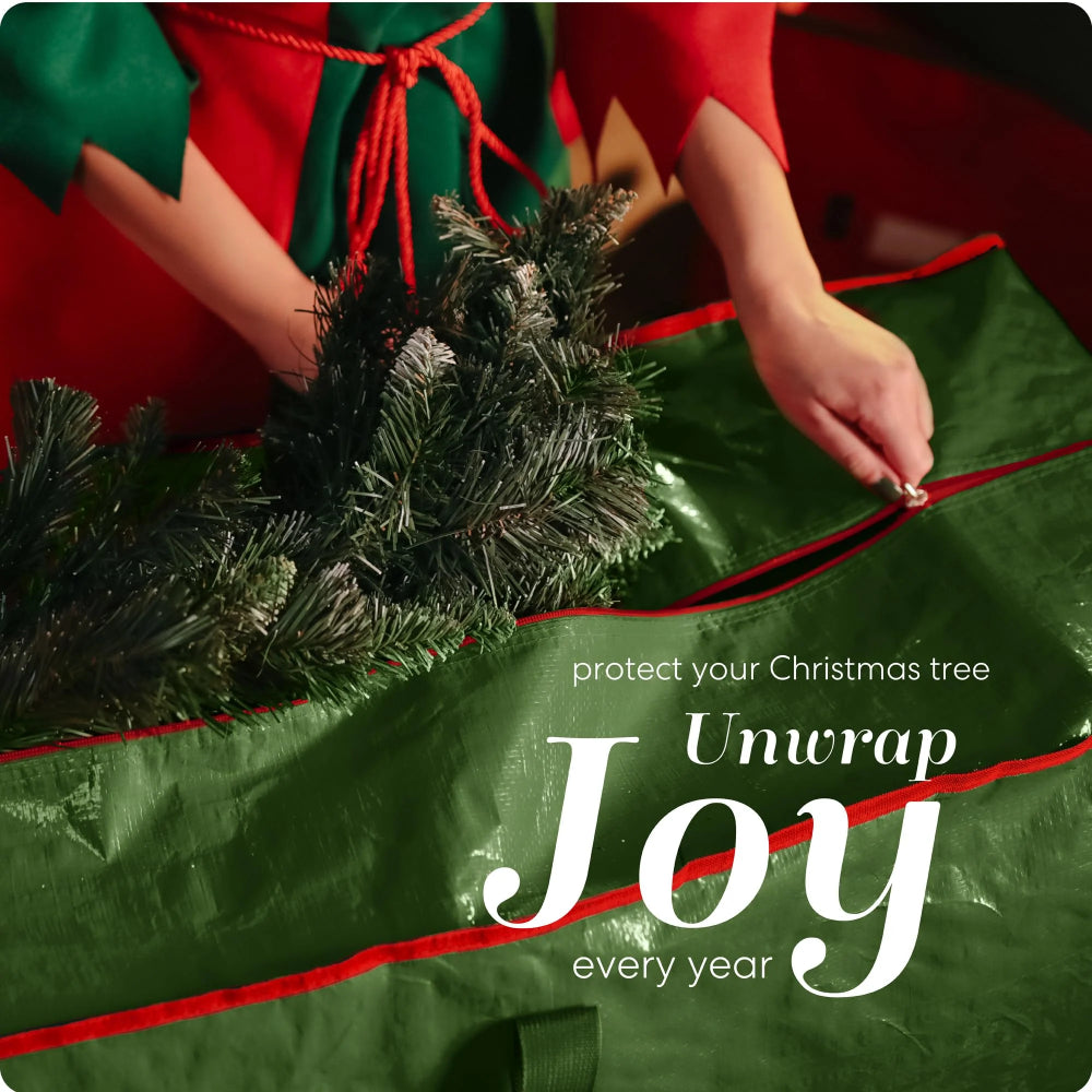 Christmas Tree Storage Bag Foldable Oxford Tote in Red or Green for 9 Foot Trees