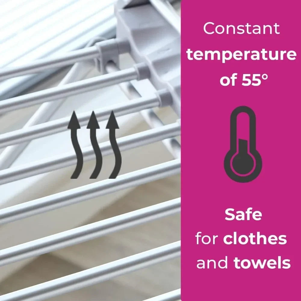 Heated Clothes Rack Electric Airer with 18 Aluminium Rods and Waterproof Switch