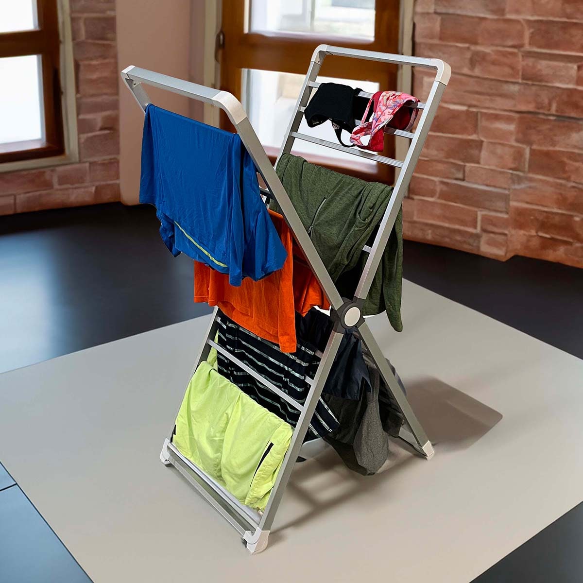 Folding Clothes Drying Rack with Aluminium Frame for Indoor Laundry Airing