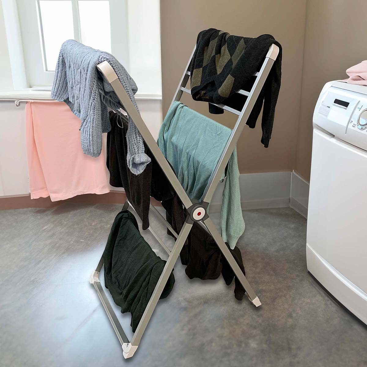 Folding Clothes Drying Rack with Aluminium Frame for Indoor Laundry Airing