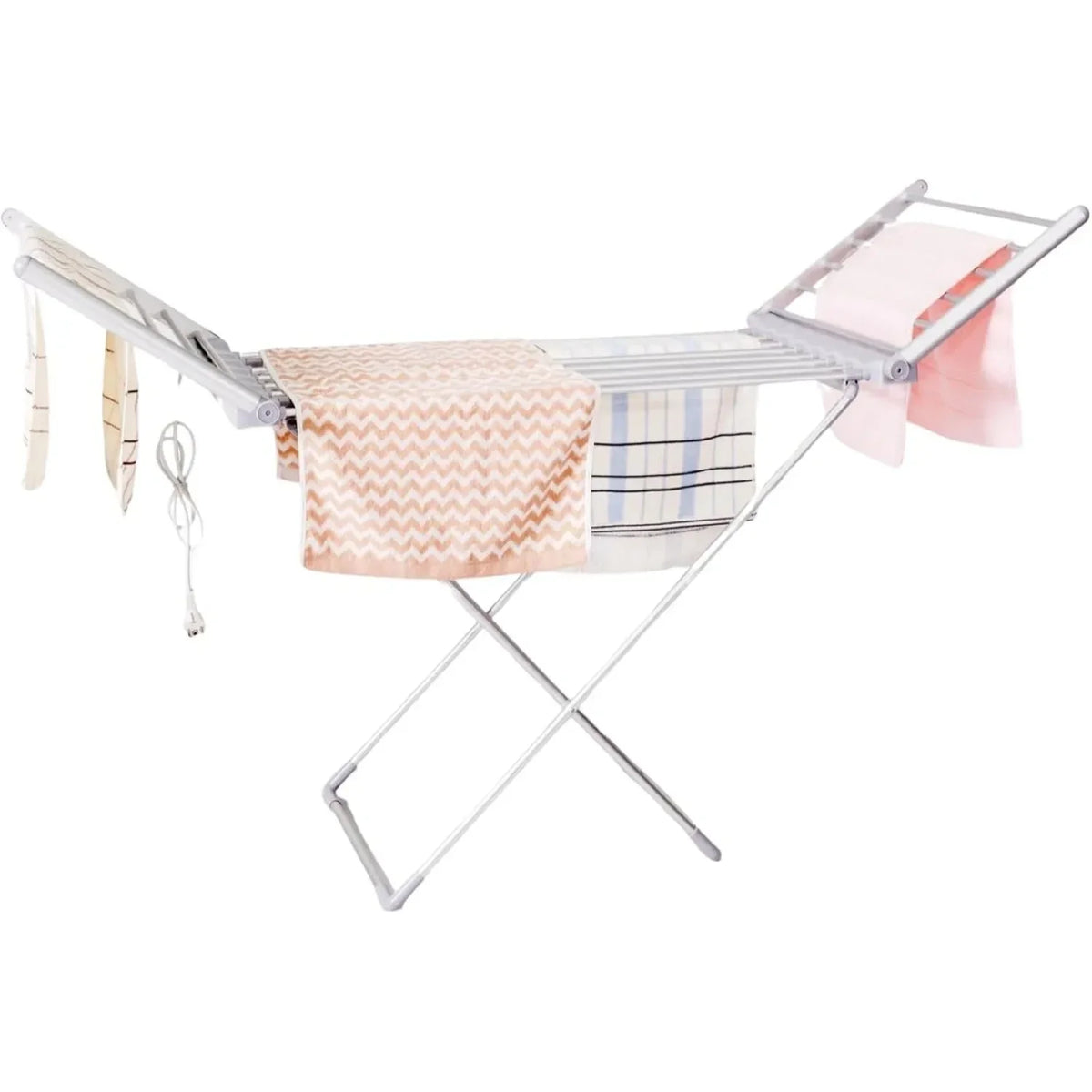 Heated Airer with Folding Wings Portable Electric Clothes Drying Rack