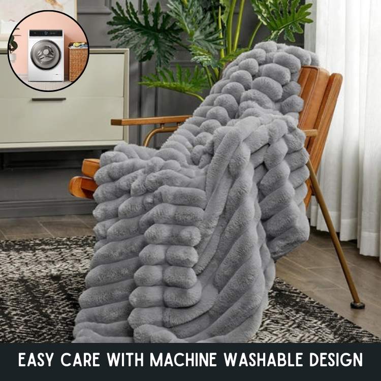 Faux Fur Weighted Blanket Plush Velvety Cover for Bed and Sofa in Seven Colourways