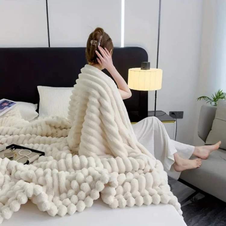 Faux Fur Weighted Blanket Plush Velvety Cover for Bed and Sofa in Seven Colourways