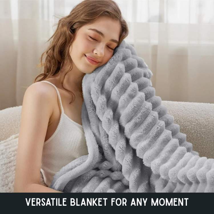 Faux Fur Weighted Blanket Plush Velvety Cover for Bed and Sofa in Seven Colourways