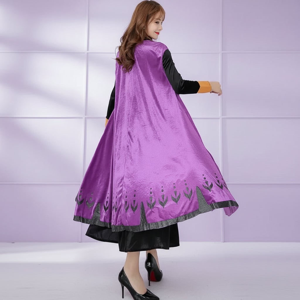 Adult Halloween Princess Costume Dress with Cape Mandarin Collar and Wheat Embroidery
