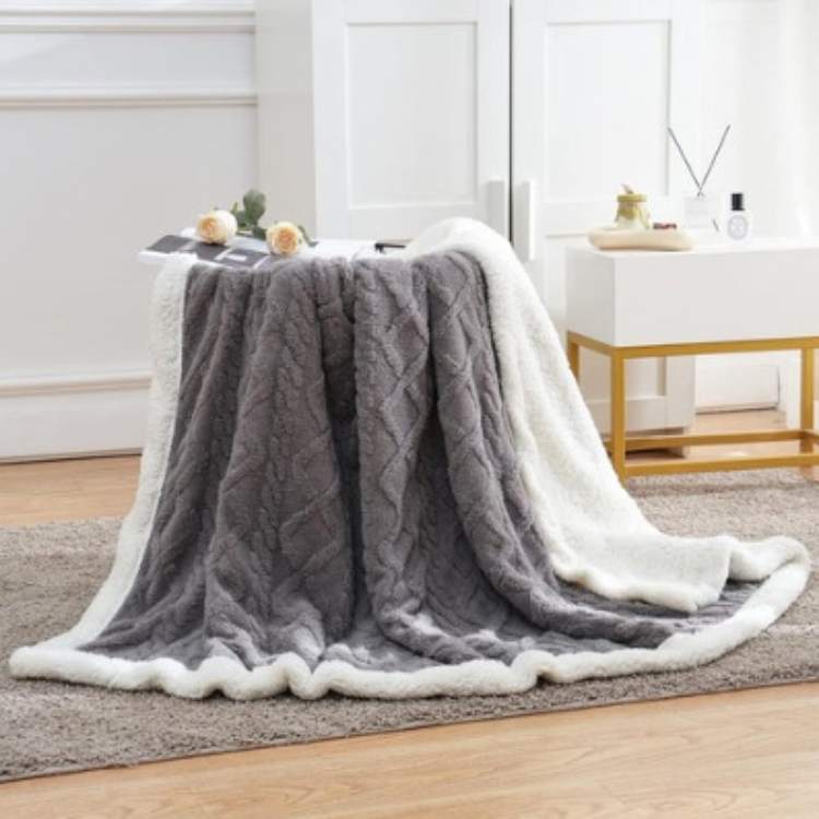 Weighted Blanket with Sherpa Fleece and Glass Bead Filling for Adults Machine Washable Throw