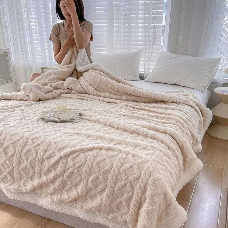 Weighted Blanket with Sherpa Fleece and Glass Bead Filling for Adults Machine Washable Throw