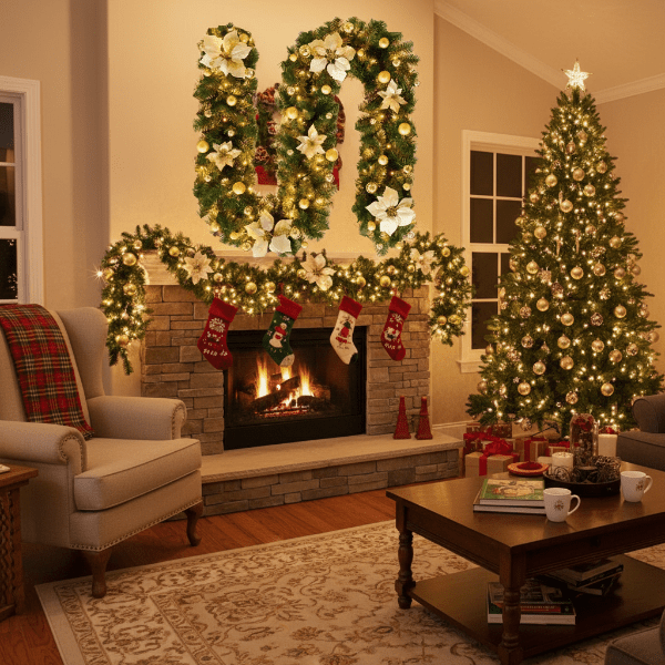 Christmas Lights Garland Rattan 2.7 m with a Warm White Glow