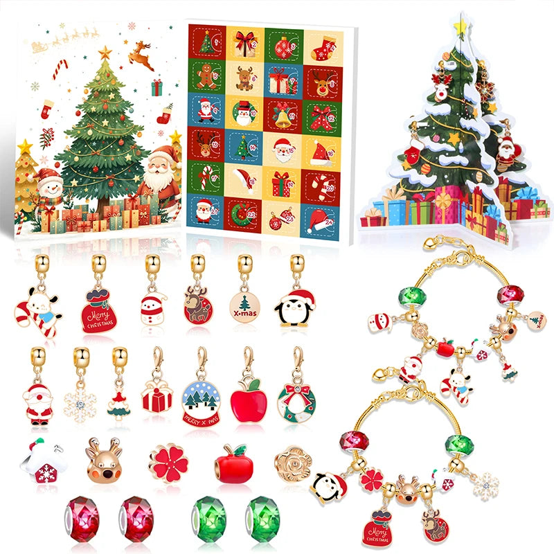 Advent Calendar Bracelet with Crystal Charms for 24 Days