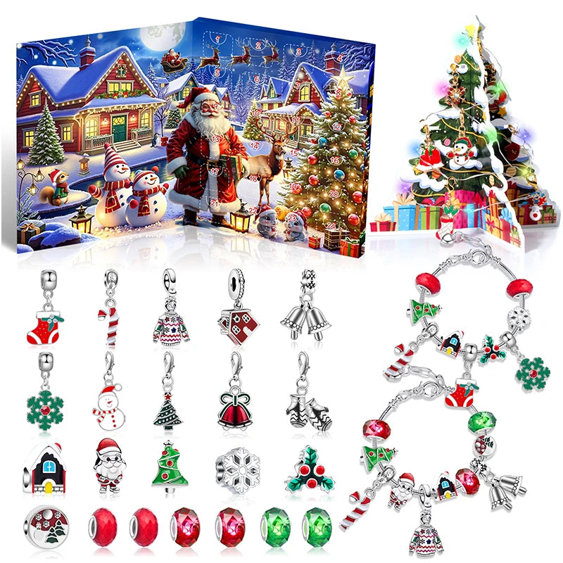 Advent Calendar Bracelet with Crystal Charms for 24 Days