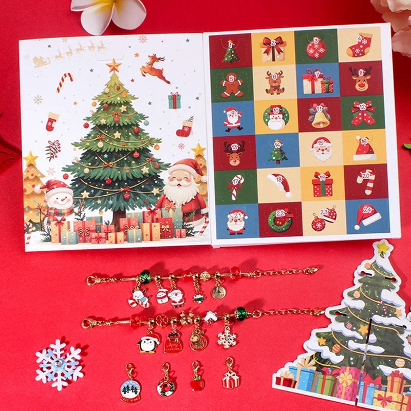 Advent Calendar Bracelet with Crystal Charms for 24 Days