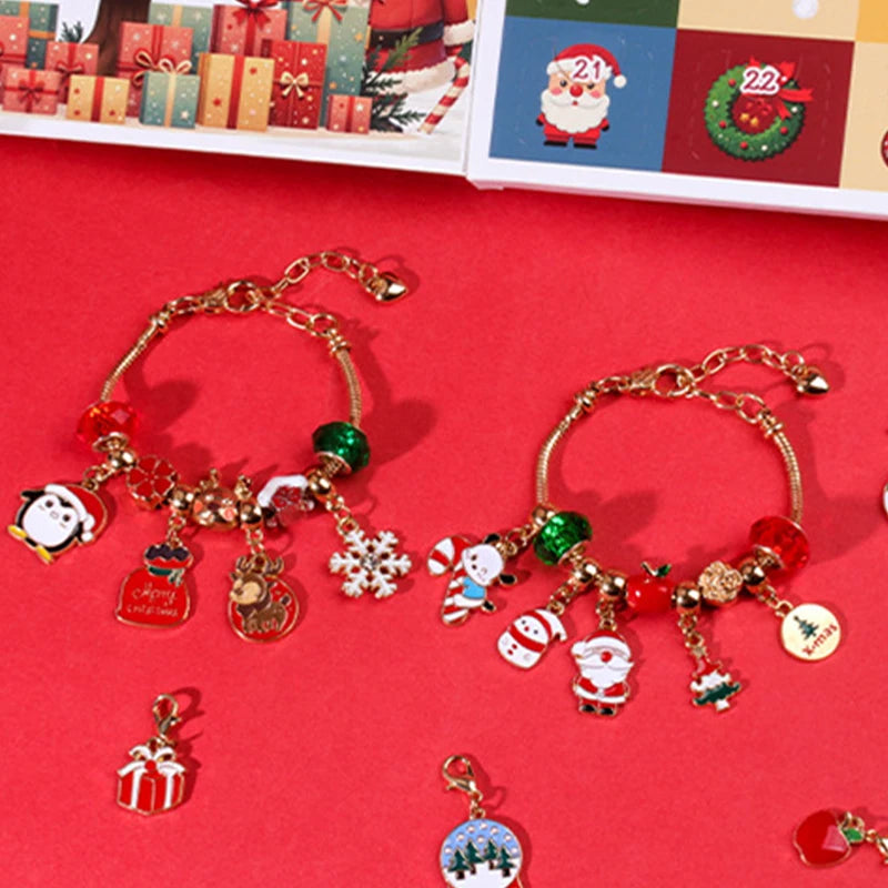 Advent Calendar Bracelet with Crystal Charms for 24 Days