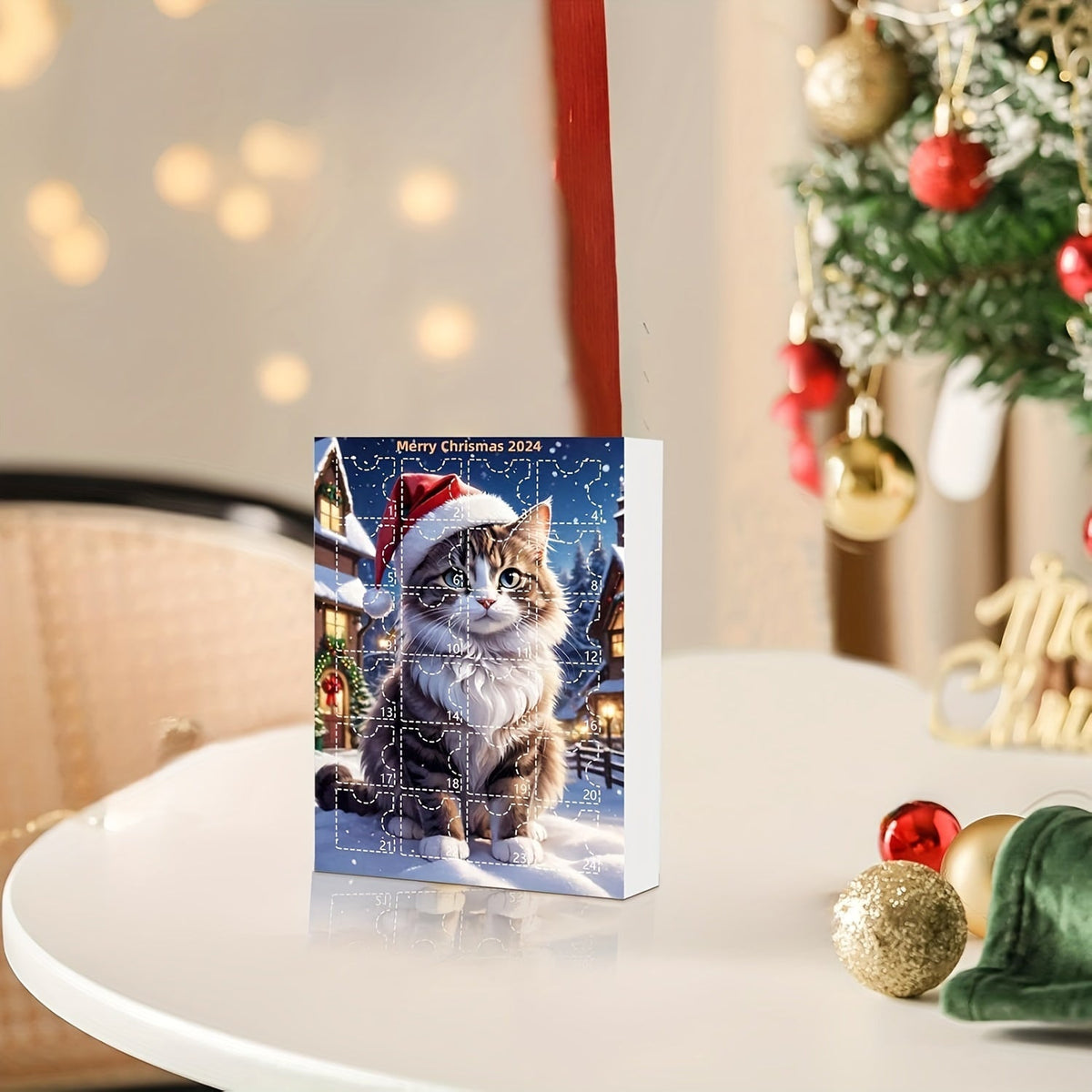 Advent Calendar Cat Ornaments in Acrylic with a Vintage Look